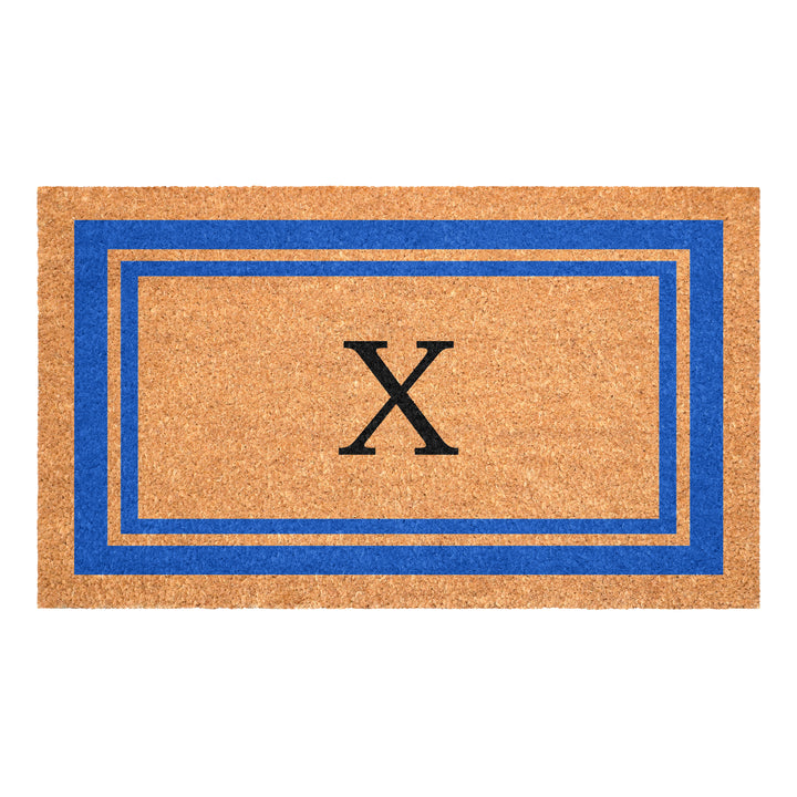 Blue Border Monogram Doormat