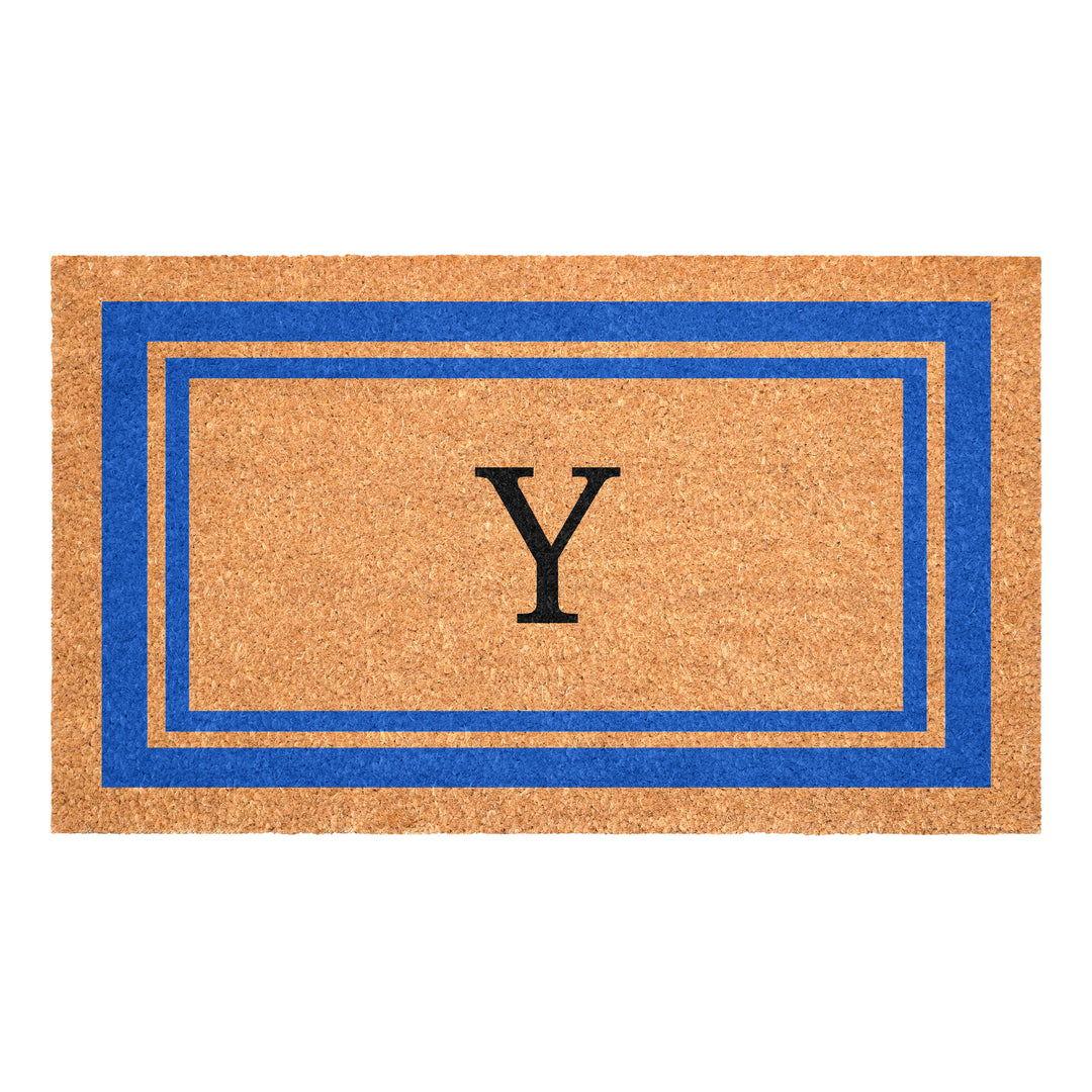 Blue Border Monogram Doormat