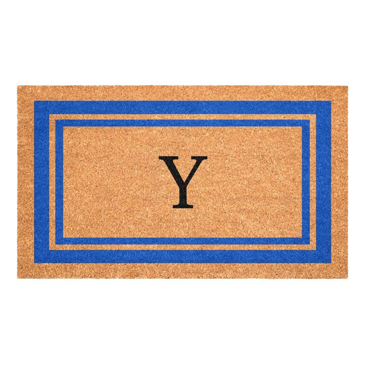 Blue Border Monogram Doormat