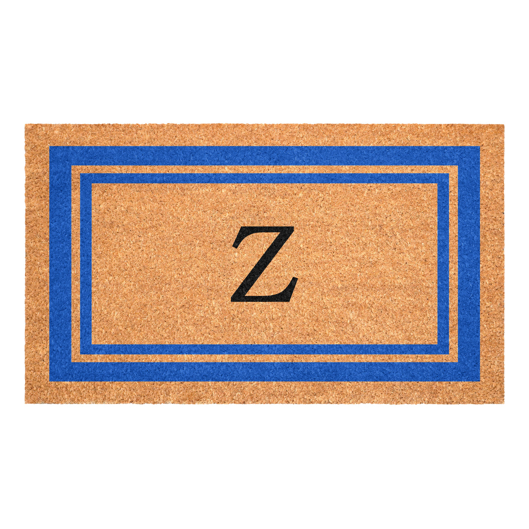Blue Border Monogram Doormat