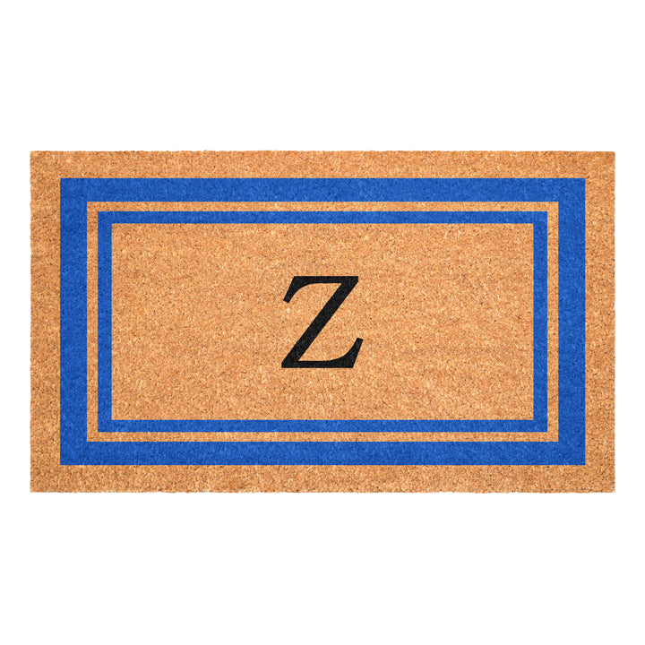Blue Border Monogram Doormat