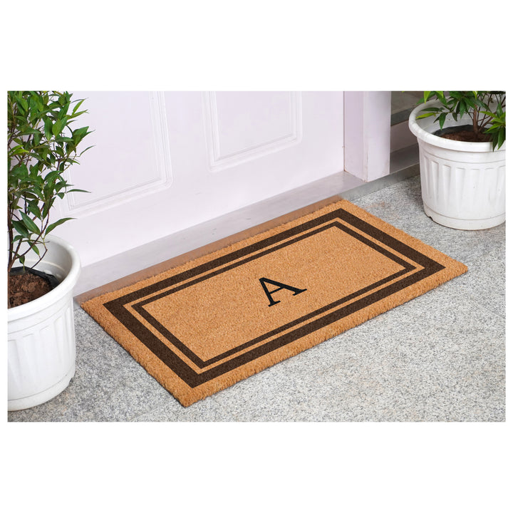 Brown Border Monogram Doormat