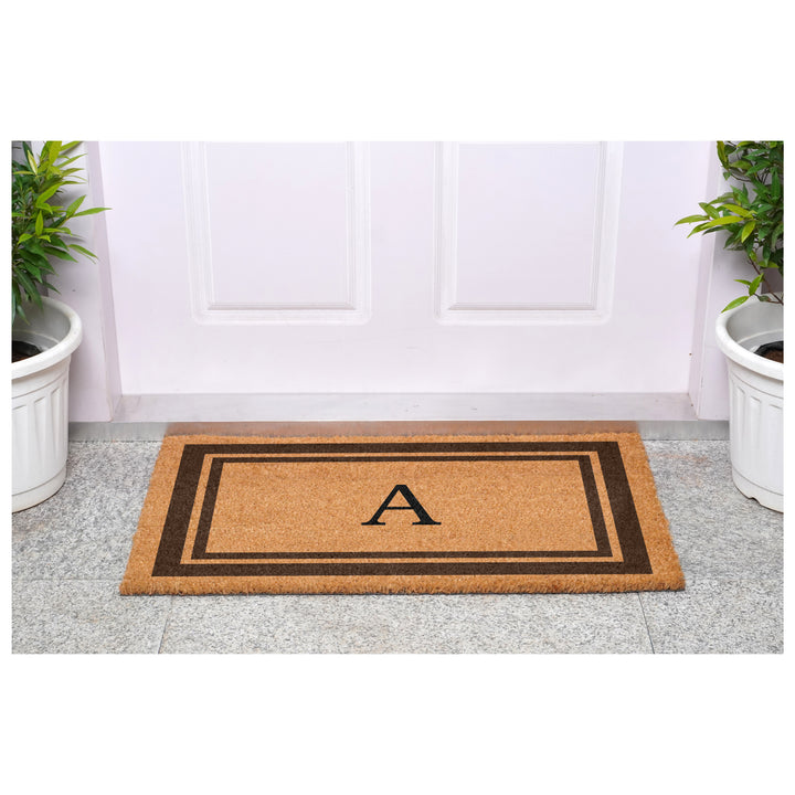 Brown Border Monogram Doormat