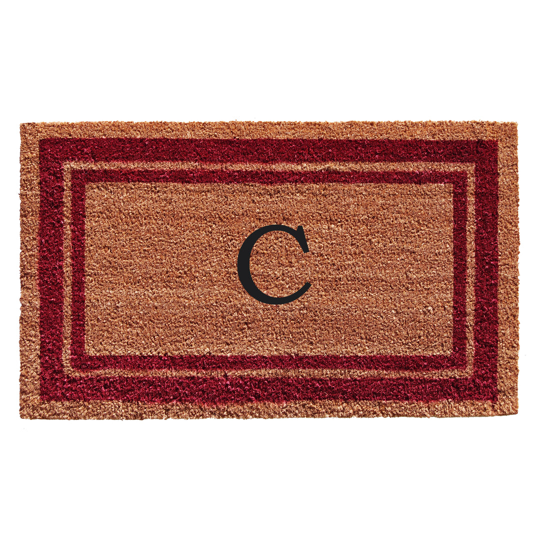 Burgundy Border Monogram Doormat