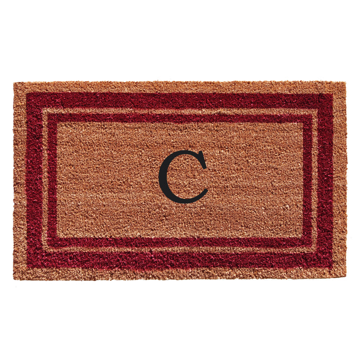 Burgundy Border Monogram Doormat