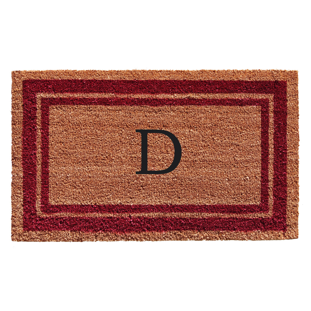 Burgundy Border Monogram Doormat