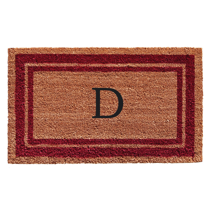 Burgundy Border Monogram Doormat