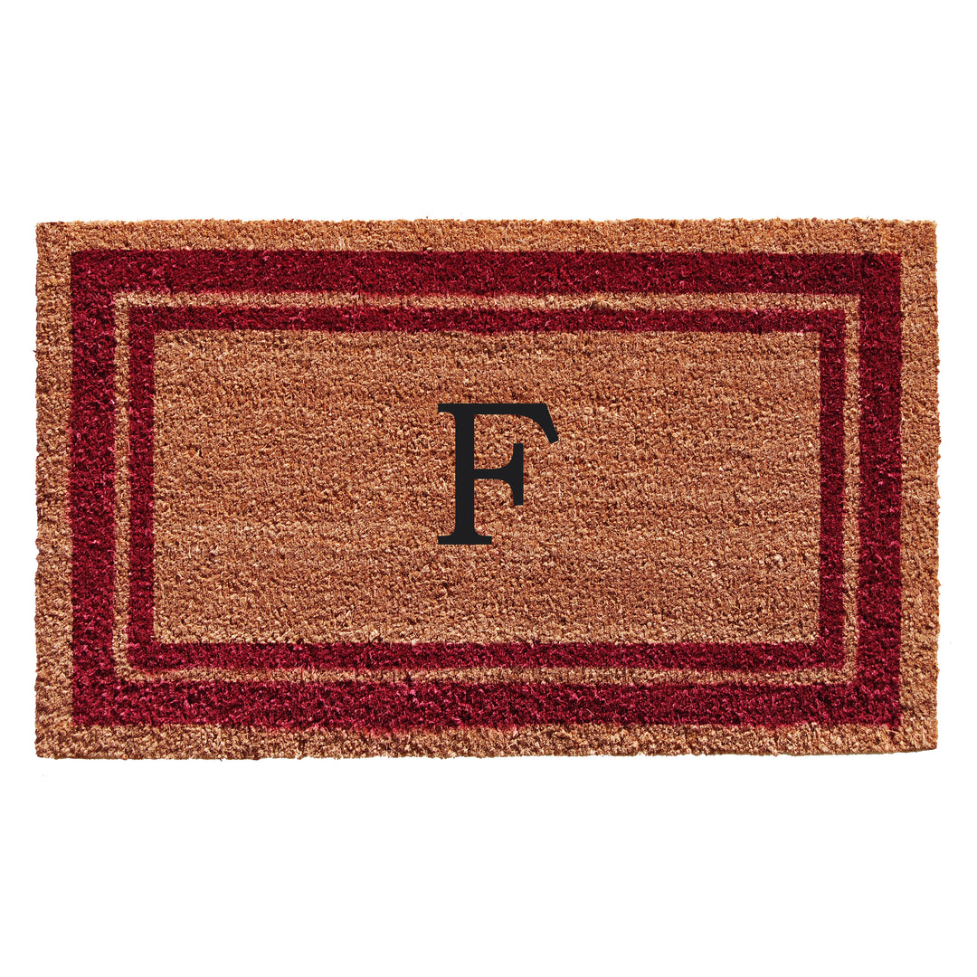 Burgundy Border Monogram Doormat