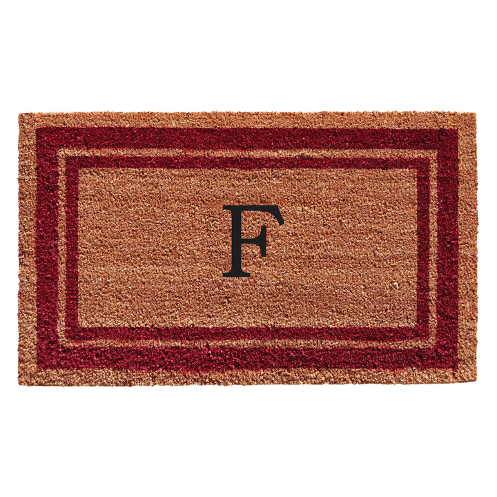 Burgundy Border Monogram Doormat