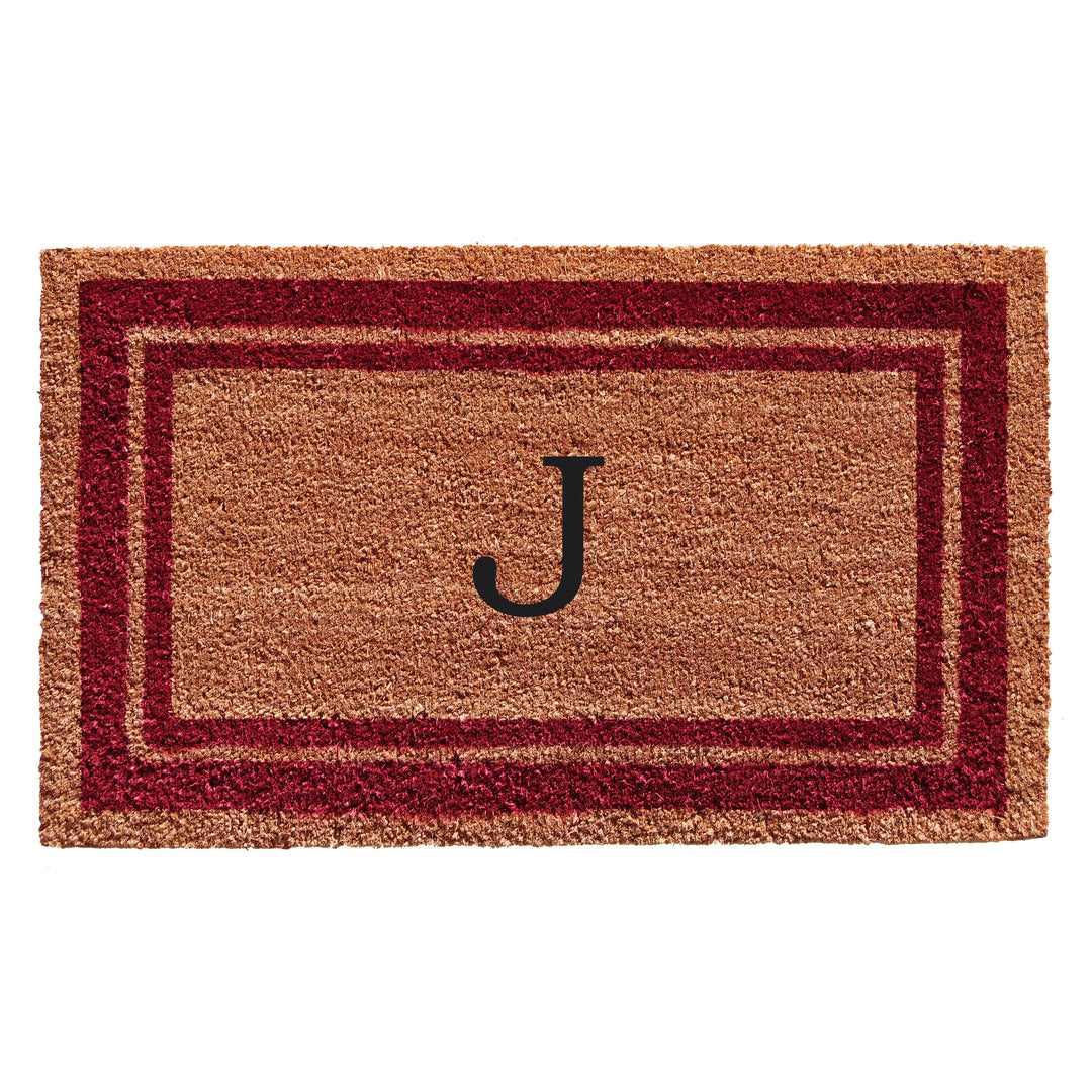 Burgundy Border Monogram Doormat