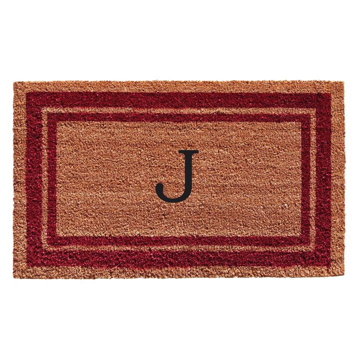 Burgundy Border Monogram Doormat