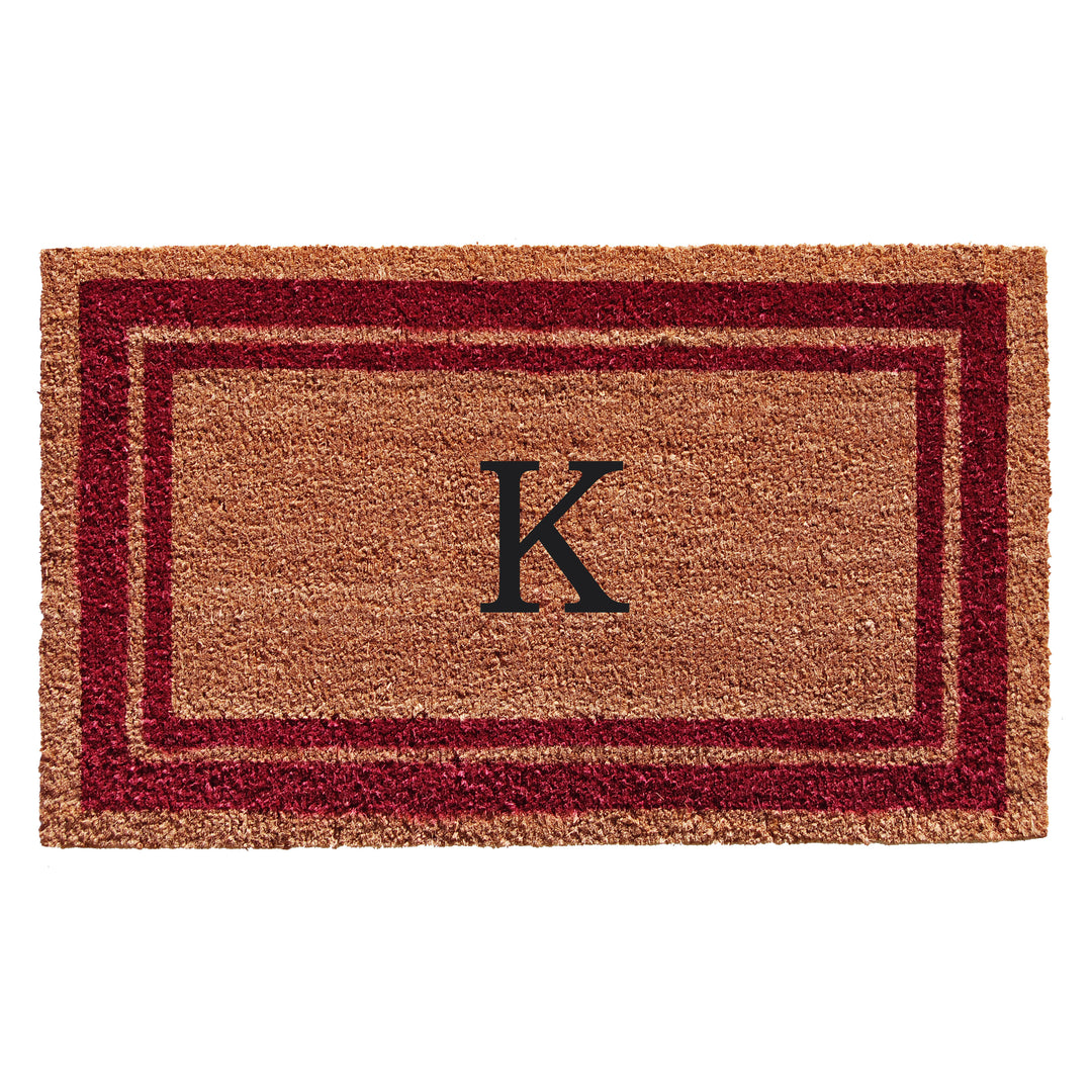 Burgundy Border Monogram Doormat