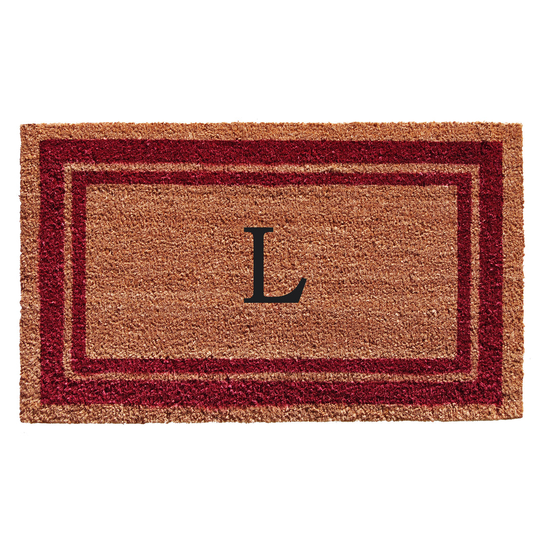Burgundy Border Monogram Doormat