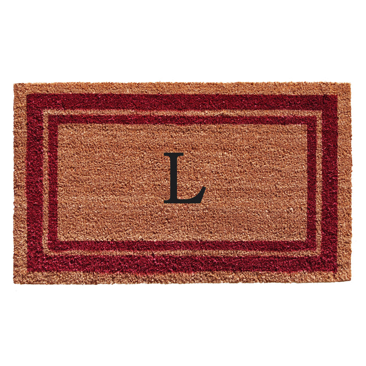 Burgundy Border Monogram Doormat