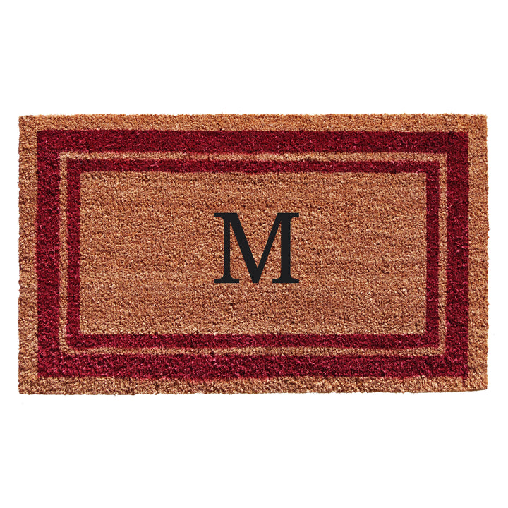 Burgundy Border Monogram Doormat