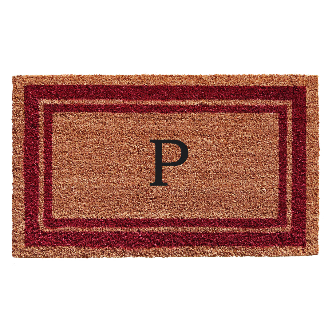 Burgundy Border Monogram Doormat