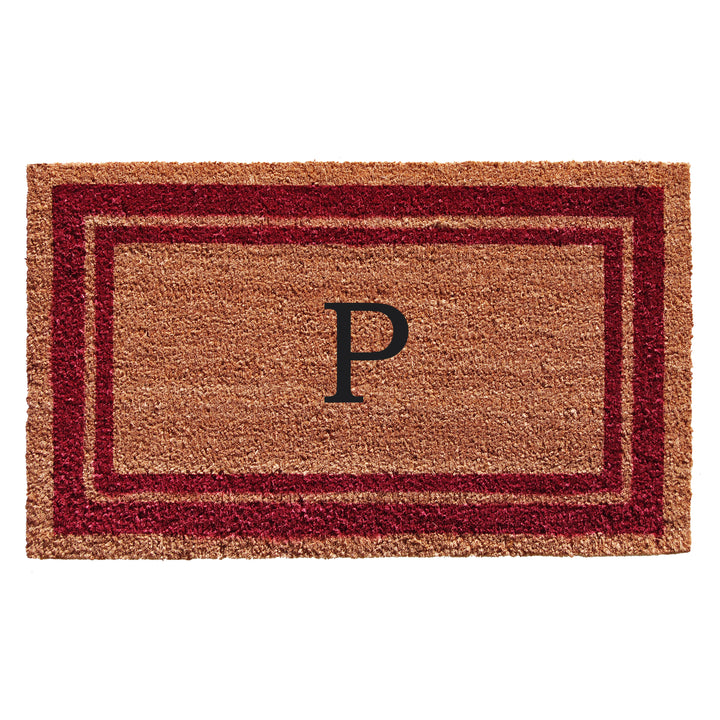Burgundy Border Monogram Doormat