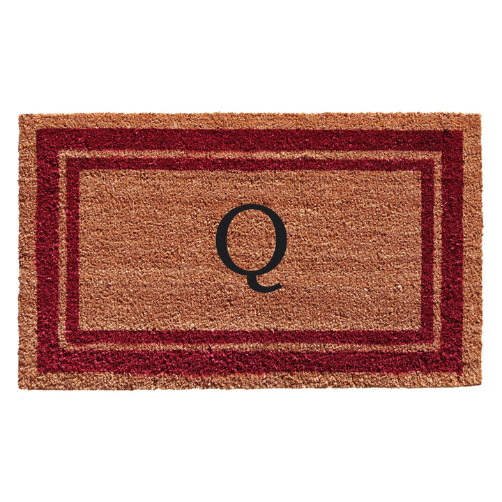 Burgundy Border Monogram Doormat