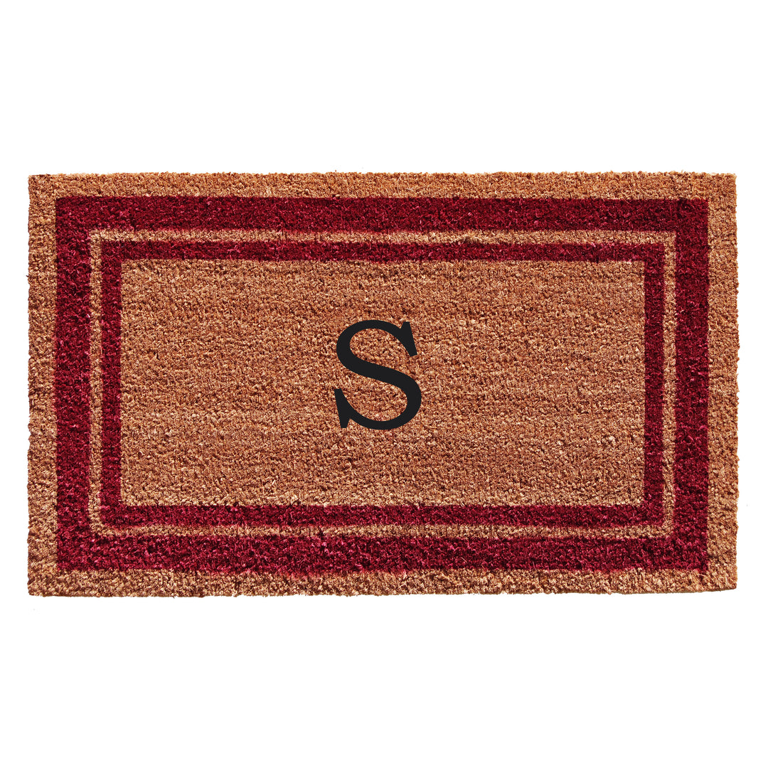 Burgundy Border Monogram Doormat