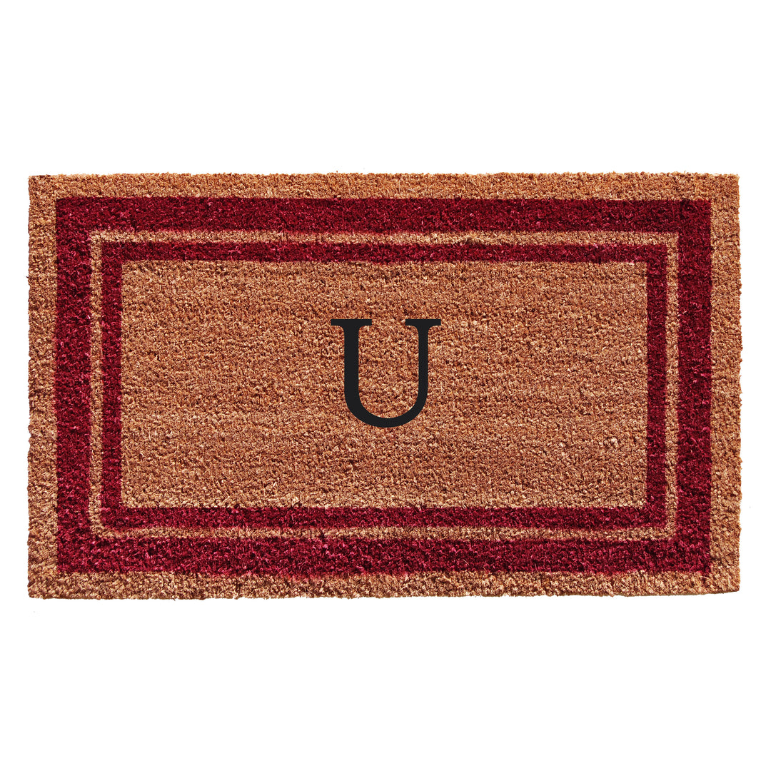 Burgundy Border Monogram Doormat