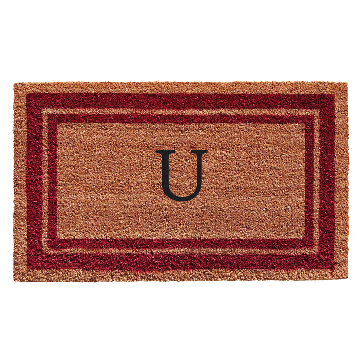 Burgundy Border Monogram Doormat
