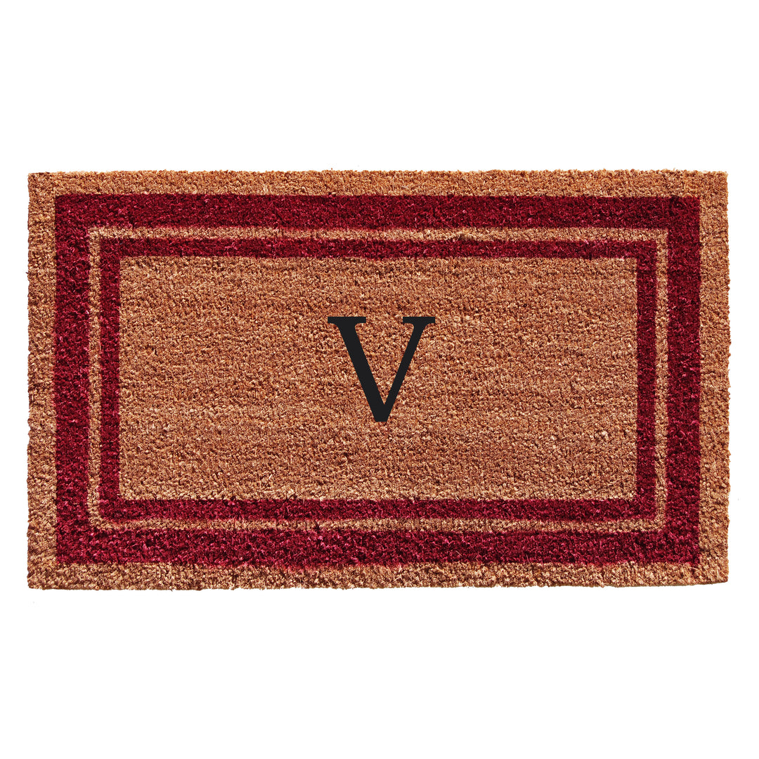 Burgundy Border Monogram Doormat