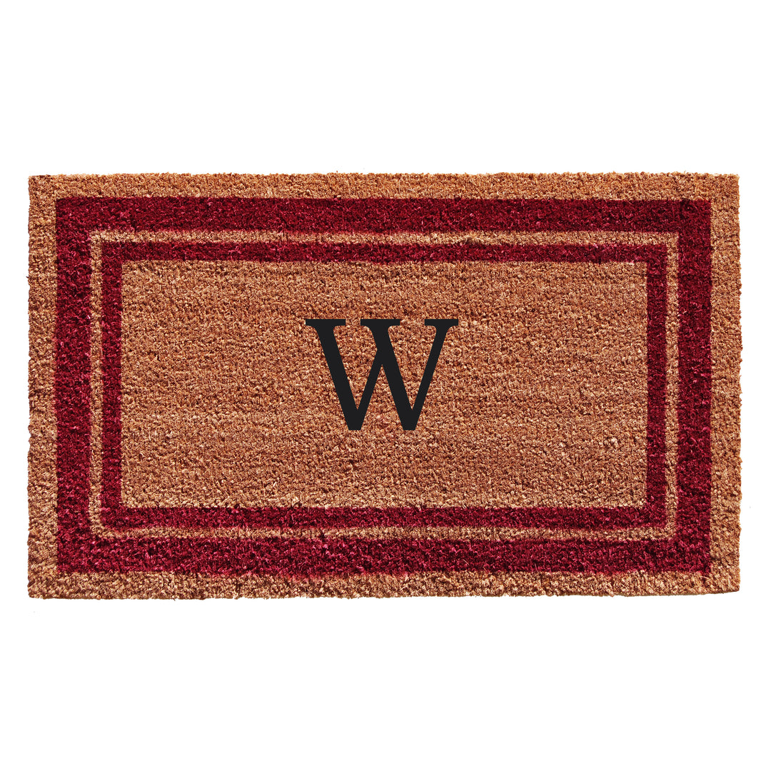 Burgundy Border Monogram Doormat
