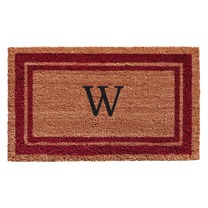 Burgundy Border Monogram Doormat