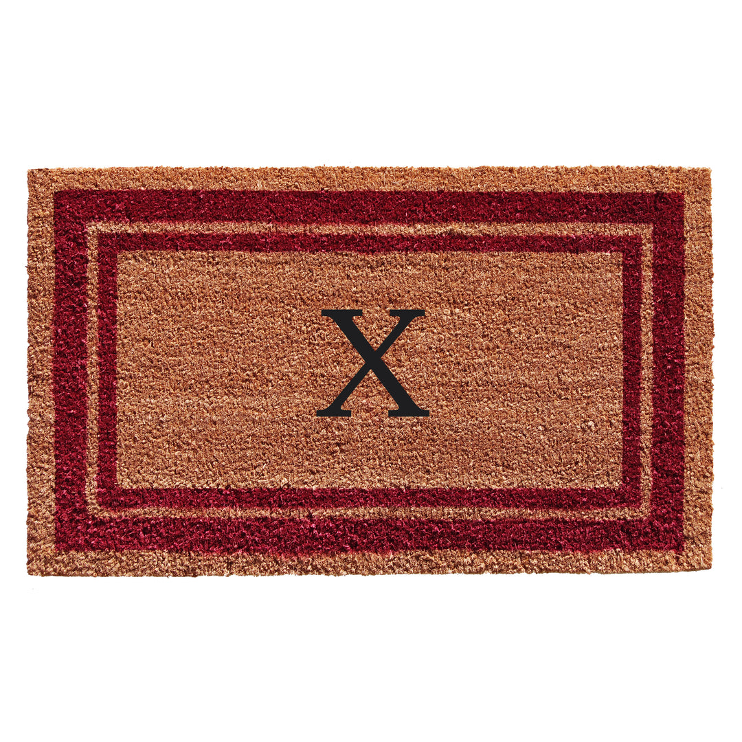 Burgundy Border Monogram Doormat