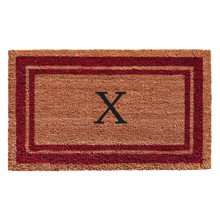 Burgundy Border Monogram Doormat