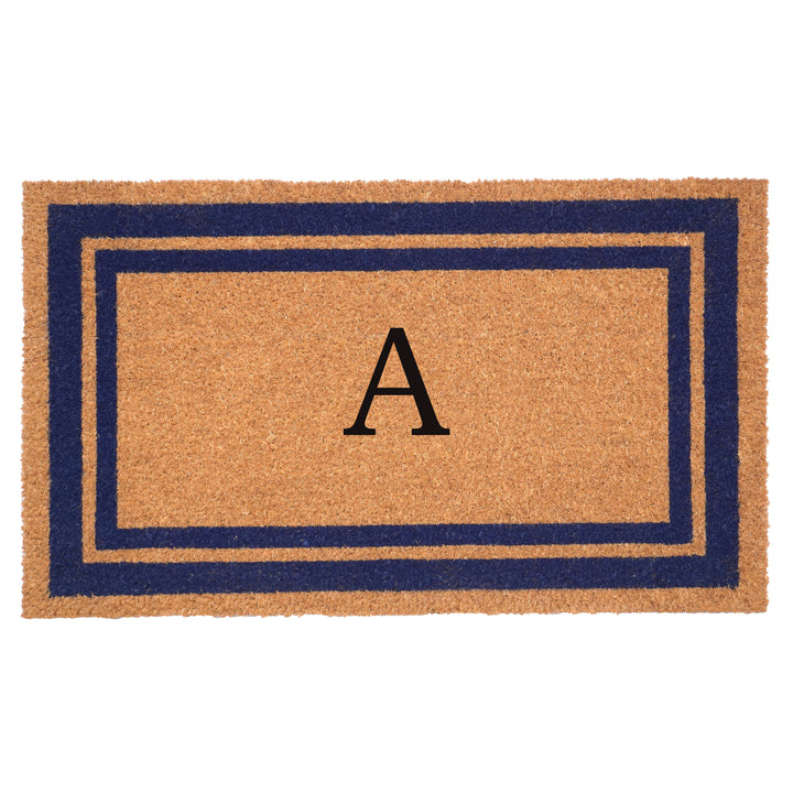 Dark Blue Border Monogram Doormat