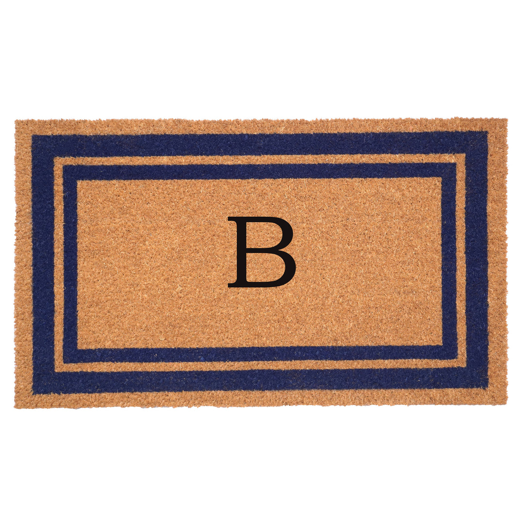 Dark Blue Border Monogram Doormat