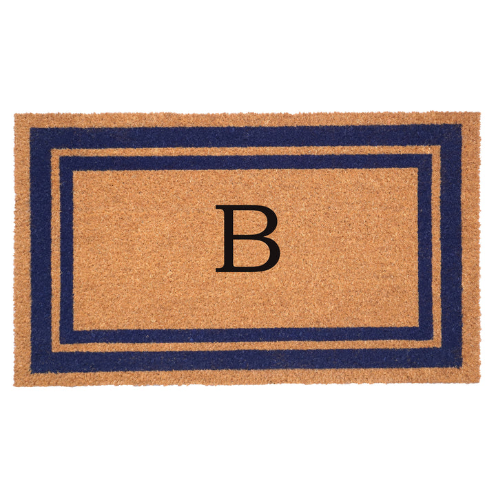 Dark Blue Border Monogram Doormat