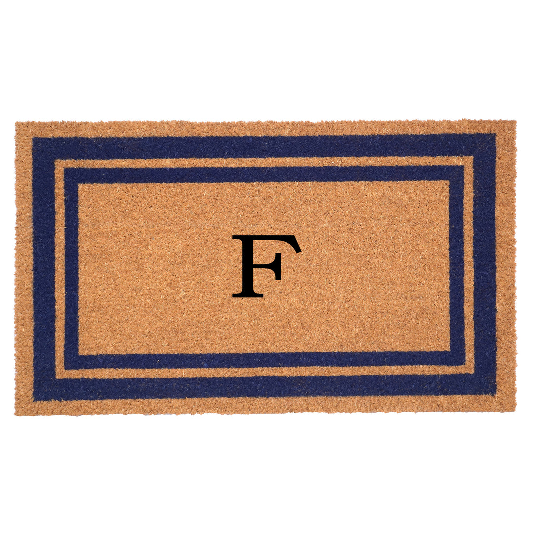 Dark Blue Border Monogram Doormat