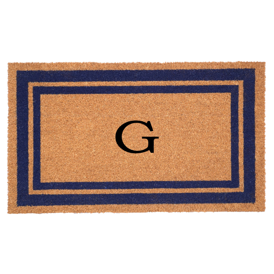 Dark Blue Border Monogram Doormat
