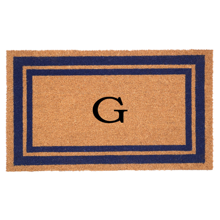 Dark Blue Border Monogram Doormat