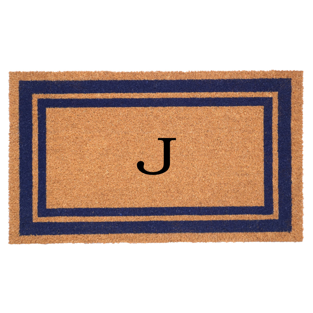 Dark Blue Border Monogram Doormat
