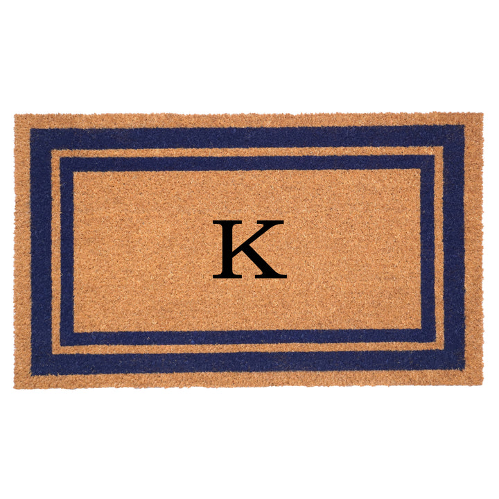 Dark Blue Border Monogram Doormat