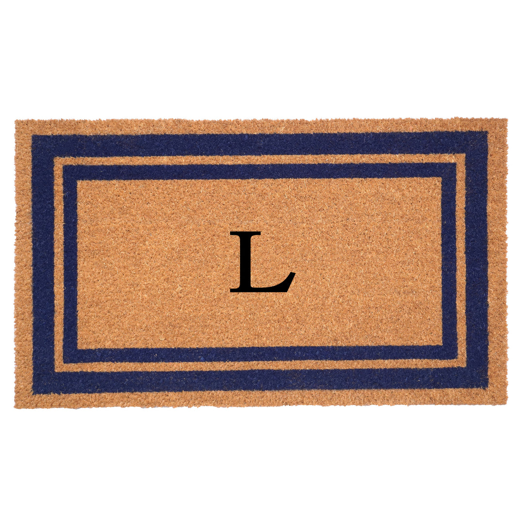 Dark Blue Border Monogram Doormat