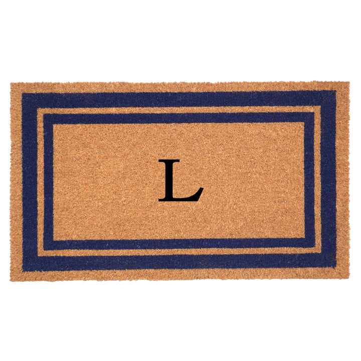 Dark Blue Border Monogram Doormat