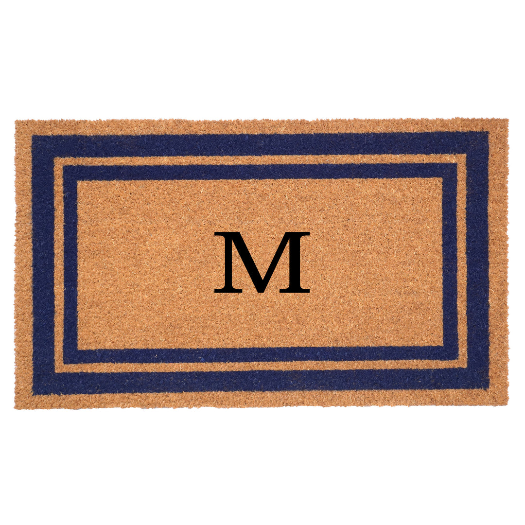 Dark Blue Border Monogram Doormat