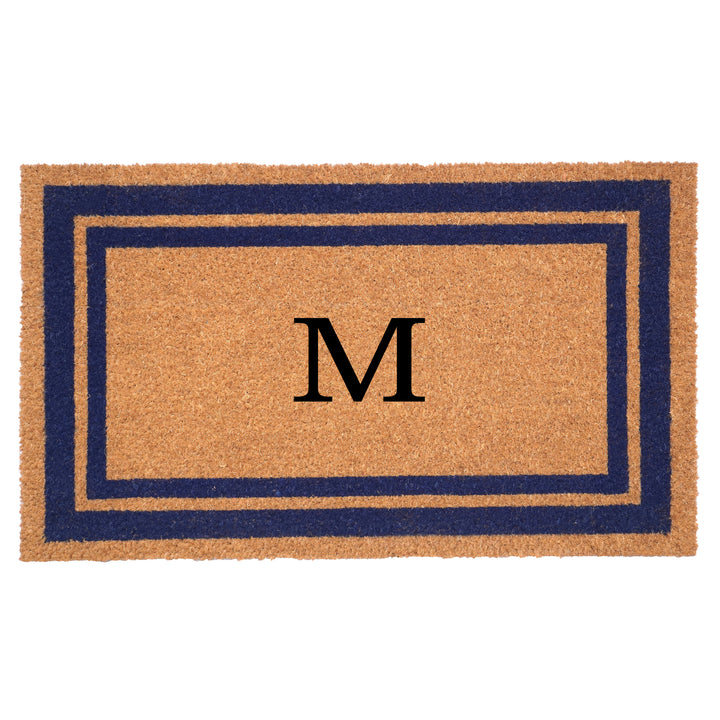 Dark Blue Border Monogram Doormat