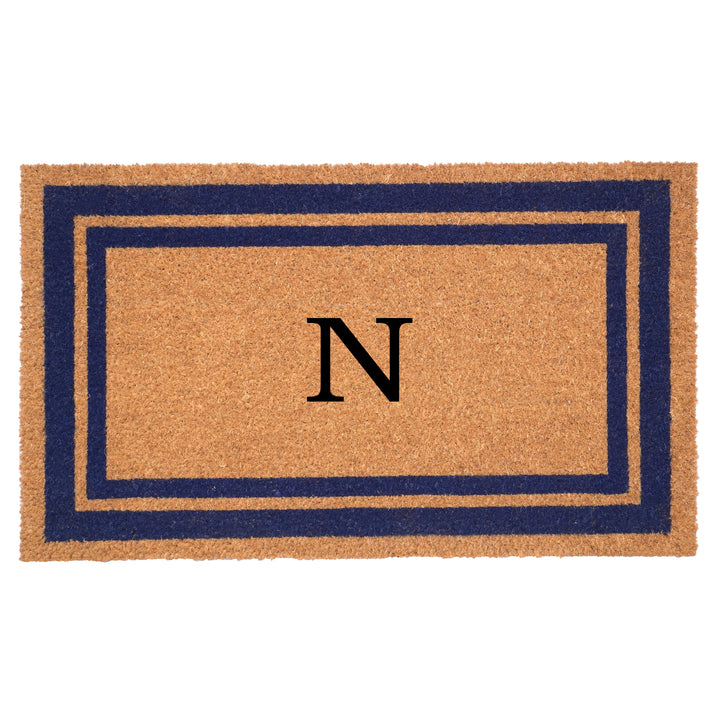 Dark Blue Border Monogram Doormat