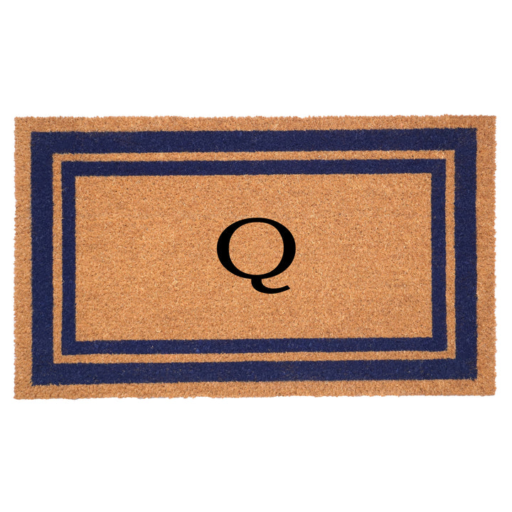 Dark Blue Border Monogram Doormat