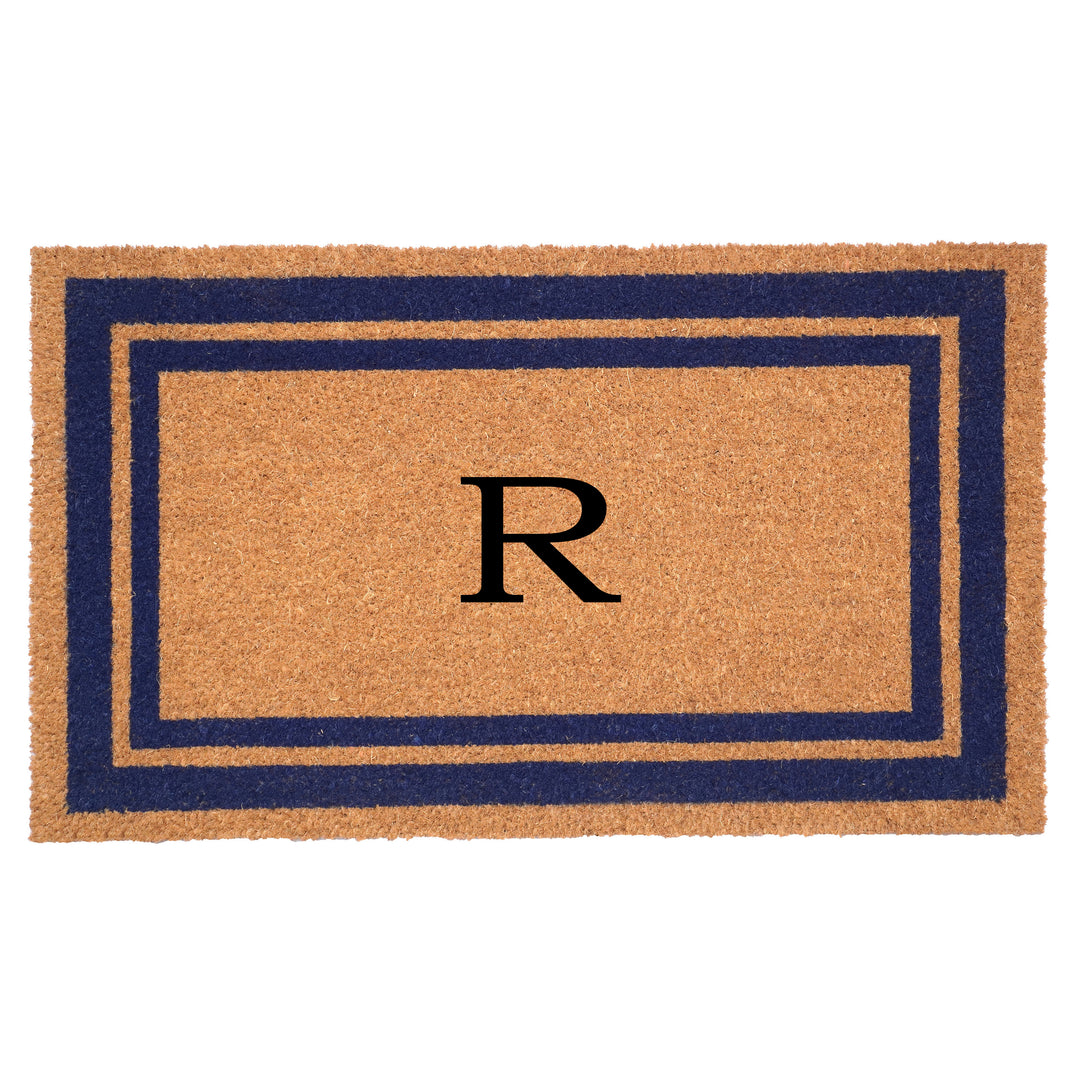 Dark Blue Border Monogram Doormat