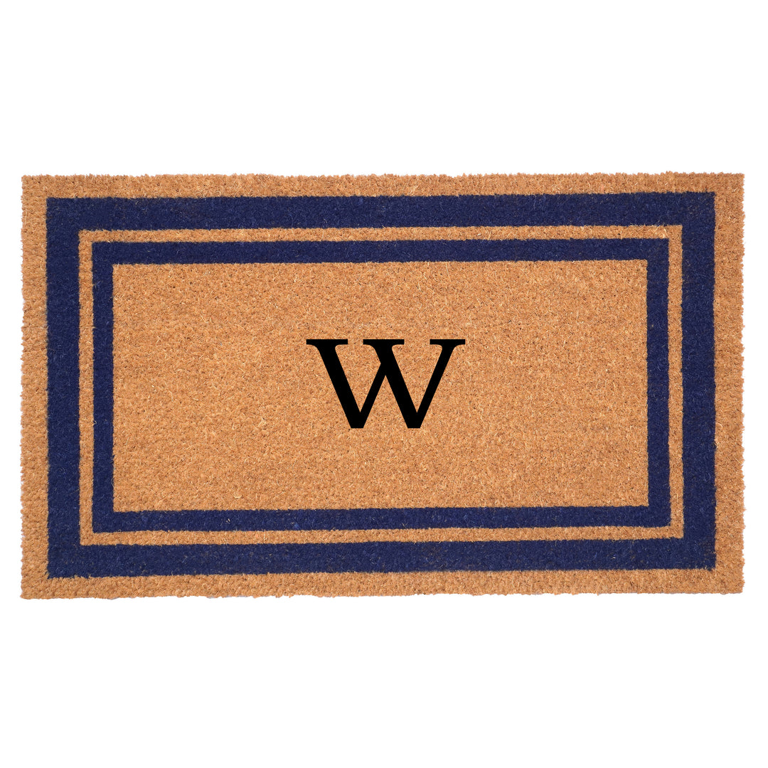 Dark Blue Border Monogram Doormat