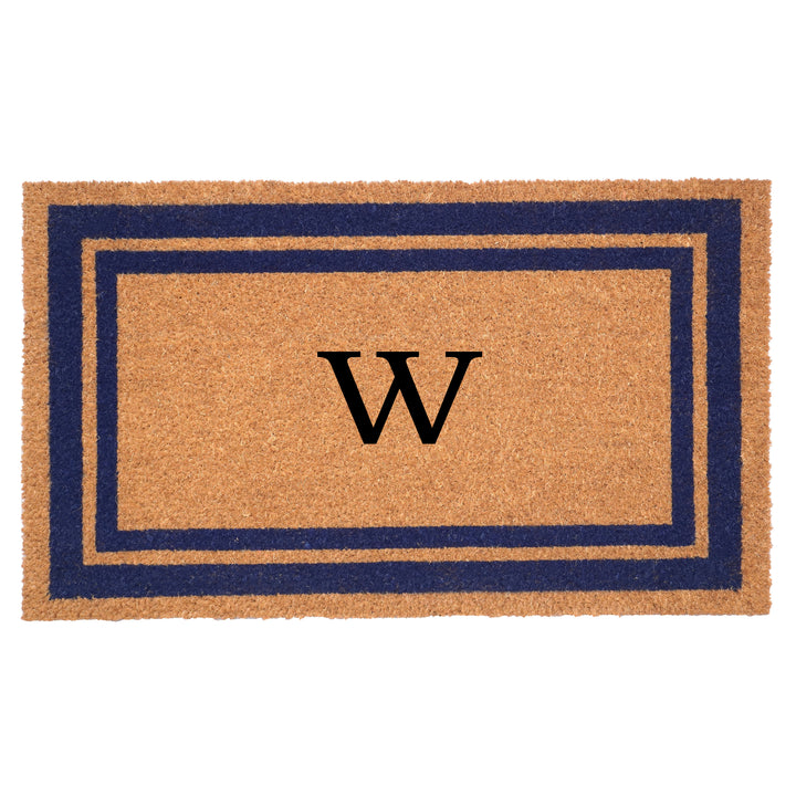 Dark Blue Border Monogram Doormat