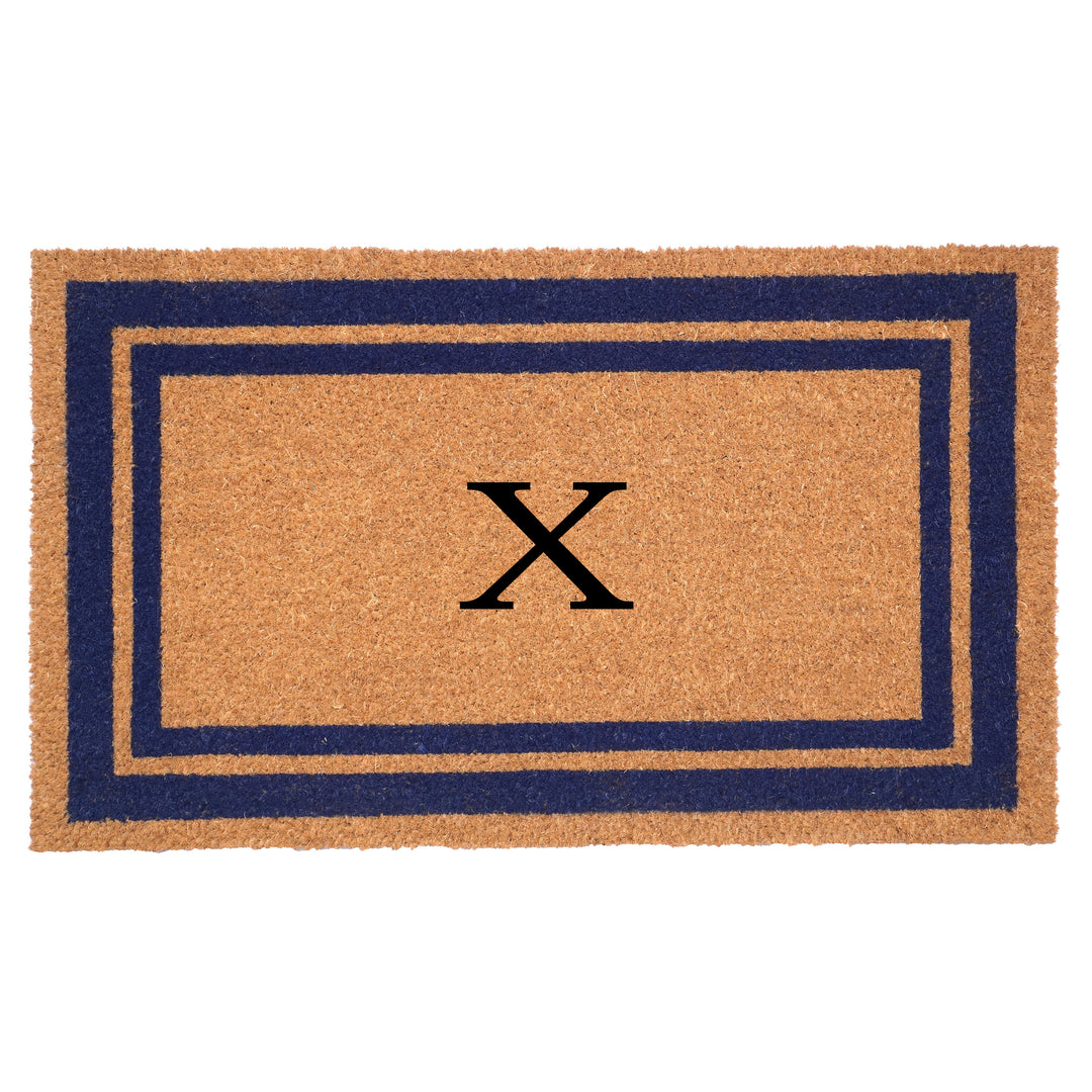 Dark Blue Border Monogram Doormat