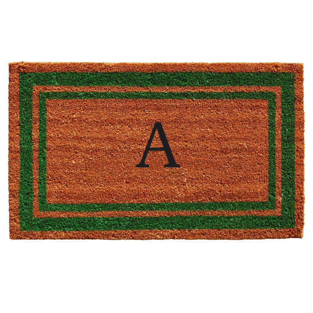 Green Border Monogram Doormat