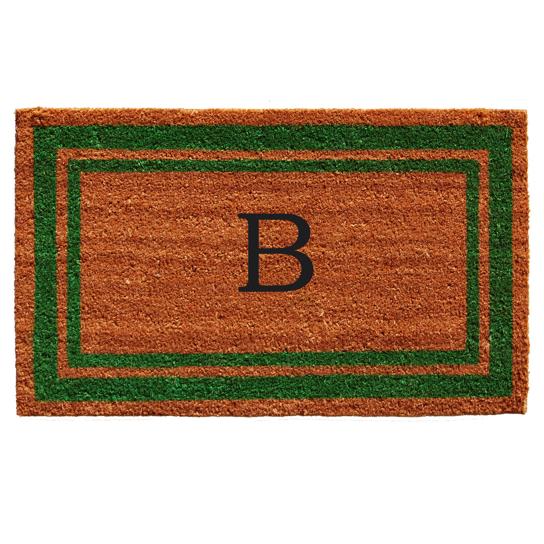 Green Border Monogram Doormat